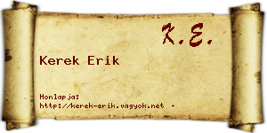 Kerek Erik névjegykártya